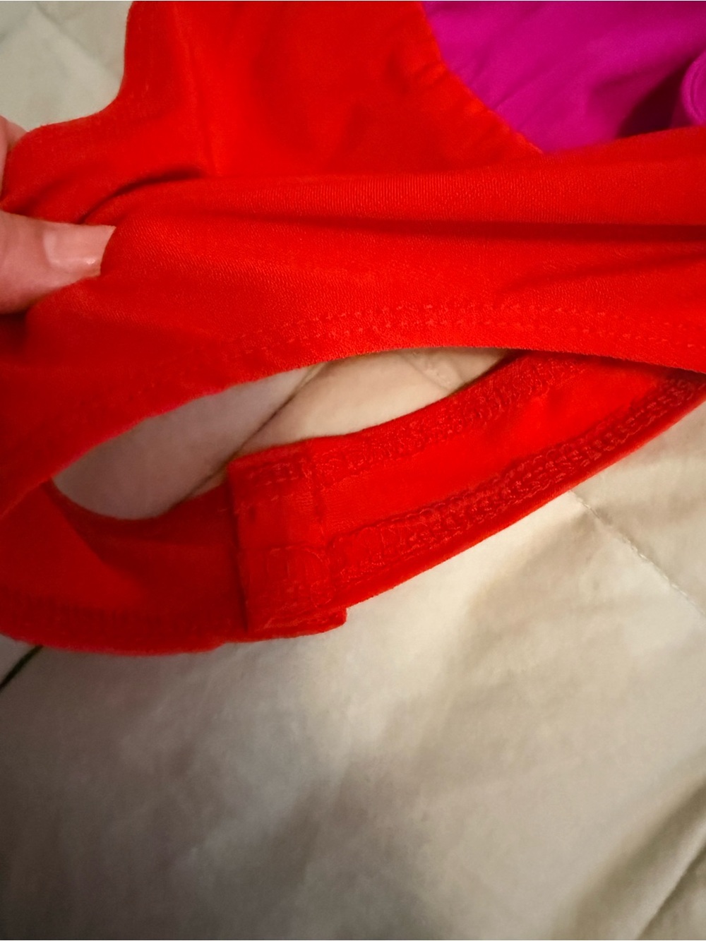 TCEC Two-Tone Pink and Red Long Sleeve Surplice Wrap Bodysuit - Size L - Picture 10 of 10